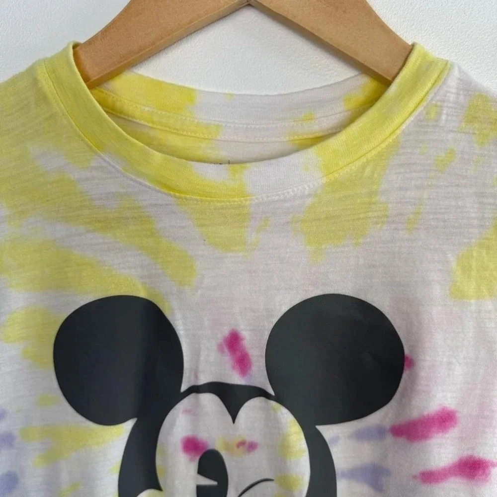 GAP Kids Disney Mickey Mouse Cropped Tie Dye Graphic T-Shirt Size M
